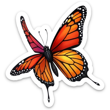 edgy black and red iridescent rainbow transparent monarch butterfly sticker