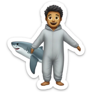 person in a shark's pijama sticker