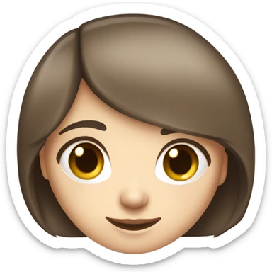 dark-mid brown 1c hair brown eye girl one dimple pale skin sticker