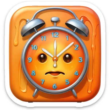 melting face, alarm clock, sunset sticker