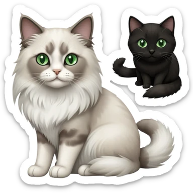 One ragdoll cat and one black cat sticker