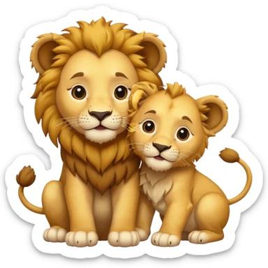 lion with a  cub playing gif sticker