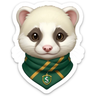 The white ferret with slytherin scarf sticker