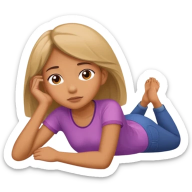 Girl laying on the ground thinking  sticker