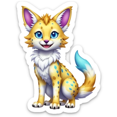Cute Kawaii Epic Ethereal Sparkly Colorful Sergal-Serval-Vernid full body sticker