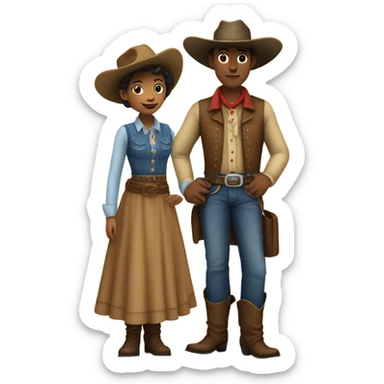 Western with a woman and a boy sticker