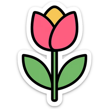 tulipán líneas negras y relleno colorido sticker