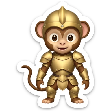 baby monkey in armor, full body, smile sticker