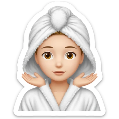 Women wearing shower robe an their hair with towel on head sticker
