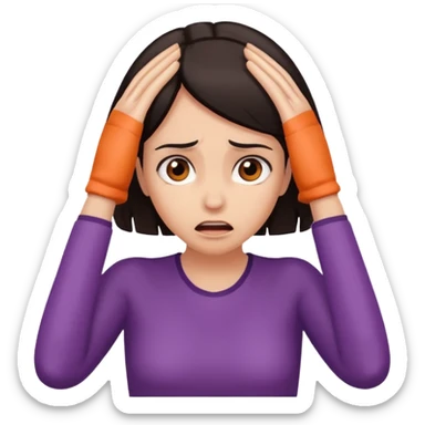 scared woman with her hands on her head sticker