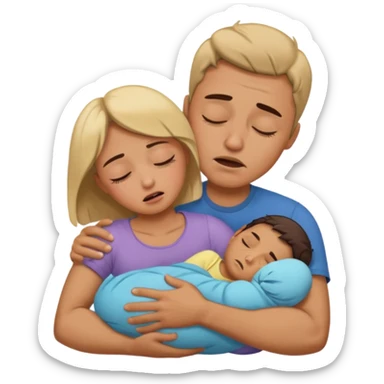 A man holding a sleeping woman in his arms whilst crying  sticker