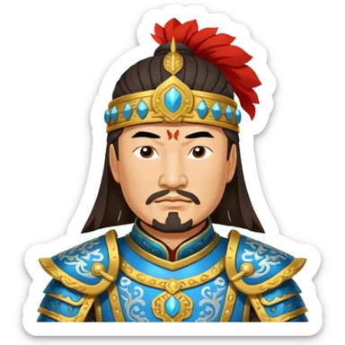 portrait of Genghis Khan in armor rotated 45 degrees to the right sticker