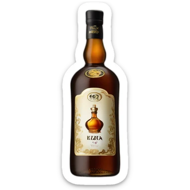 bottle of 6 years Kizlyar brandy with black label sticker