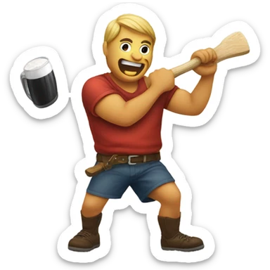 Drinking beer and throwing an axe sticker