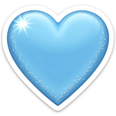 light sky blue heart with blingbling effect sticker