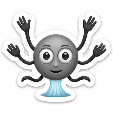 cyclone emoji with big cartoon eyes, black stick arms and legs, clean minimal emoji style, professional logo-ready sticker