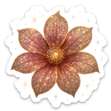 glittery flower object, radiant sticker