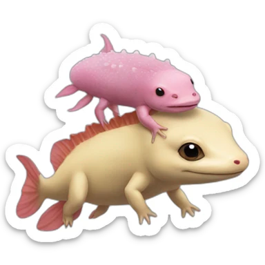 A axolotl on the head of a otter sticker