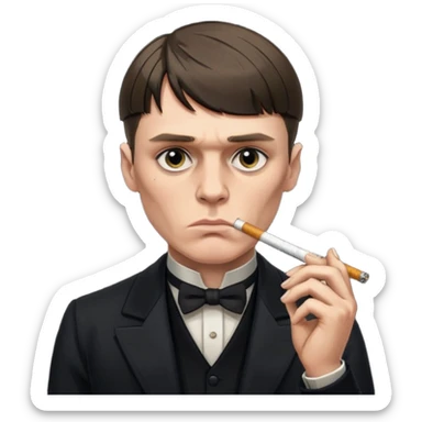 Tommy Shelby in black dress with a cig in his mouth and make his face exact  sticker