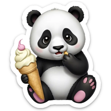 Panda eating ice cream sticker