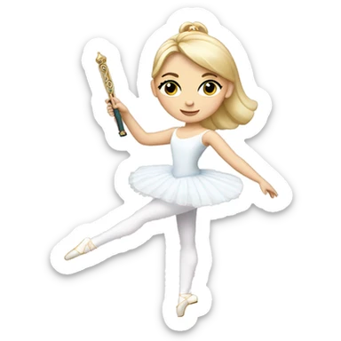 a white ballerina with blond hair holding a nutcracker  sticker