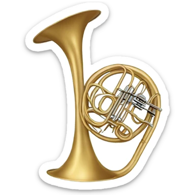 a blue French horn turned upside down sticker
