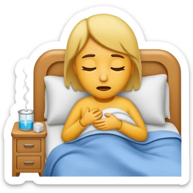 Sick in bed sticker