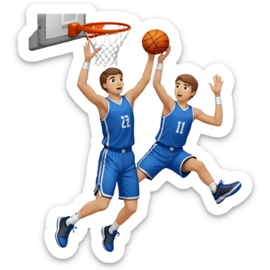 A white man with brown hair with one basketball, doing a layup sticker