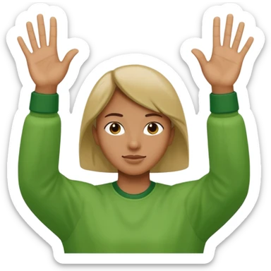 green raised 2 hands sticker