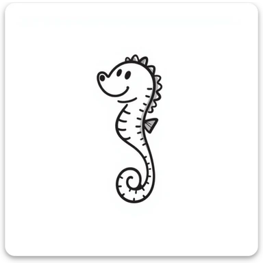 A seahorse emoji, notion style hand drawn doodle sticker