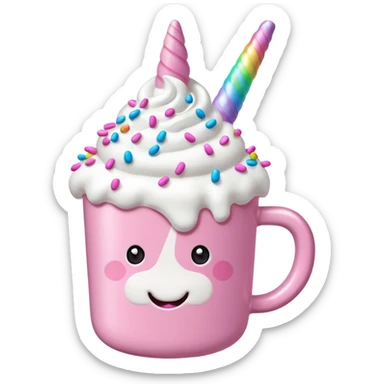 Make a pink unicorn hot cocoa sticker