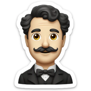 Charlie chaplin petite moustache sans chapeau cheveux lisse sticker