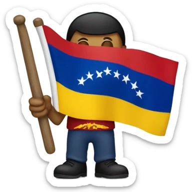Man holding Venezuelan flag sticker