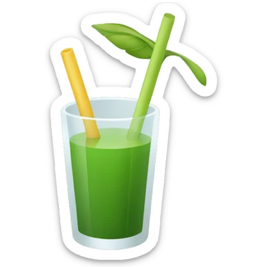 Green juice with straw sticker
