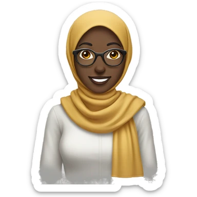 African smiling woman hijab shades  sticker