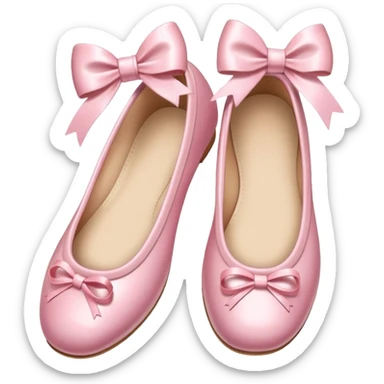 ballerina shoes pink shiny smooth with a bow iOS emoji style sticker