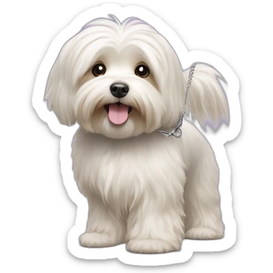 havanese dog on leash sticker