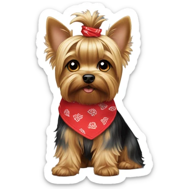 Yorkie with red bandana collar sticker