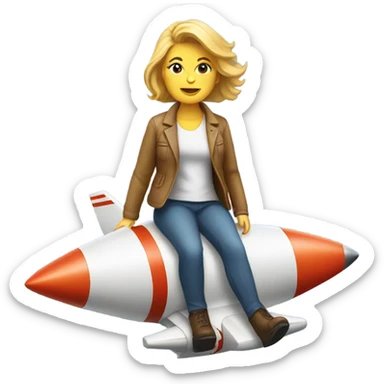 White woman on a rocket ship  sticker