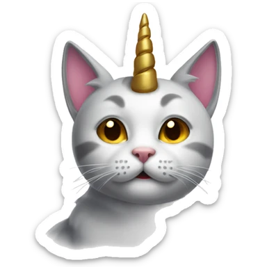 Cat with a unicorn horn sticker