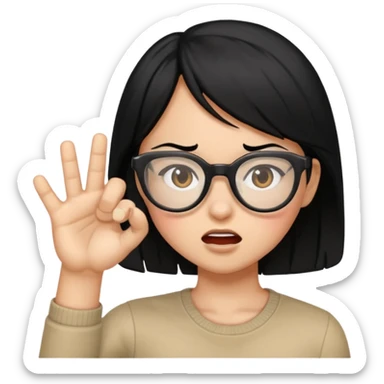 Girl with black hair and glasses getting punched sticker