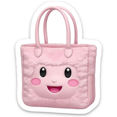 Aesthetic pink plush tote bag sticker