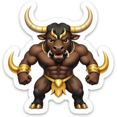 black angry powerful bull with golden horns emoji sticker
