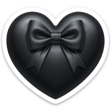 black heart with a black bow in a double-loop style sticker