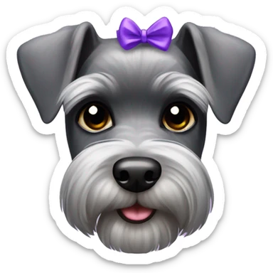 Miniature schnauzer with purple bow sticker