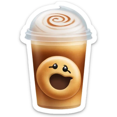 Cinnamon and cappuccino bun in a disposable glass sticker