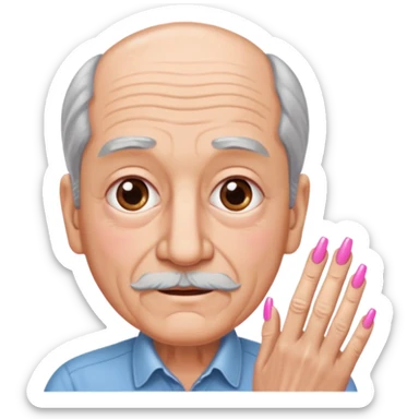 grandad woth long pink nails and very long eyelashes sticker