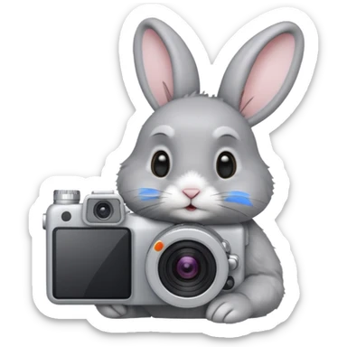 gray rabbit white camera sticker
