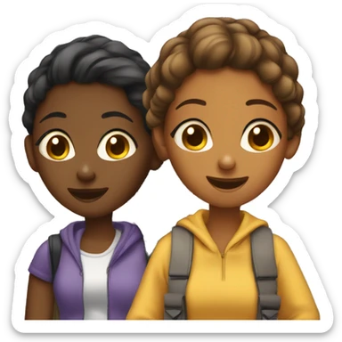 Two brown skin girls gossiping at school  sticker