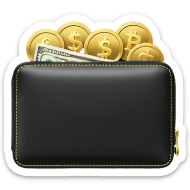 Christmas money emoji, black wallet with cash, luxury 3D emoji style, festive vibe, clean, no background
 sticker